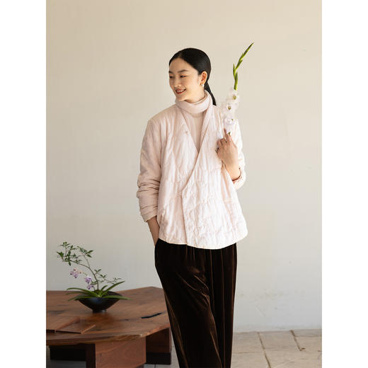 牧衣游原创 机绣丝棉棉衣新款粉色减龄宽松百搭复古薄款棉服 独酌 商品图1