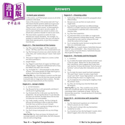 【中商原版】英国原版CGP 小学四年级英语阅读理解练习3册KS2 English Year 4 Reading Comprehension Targeted Question Book 商品图4