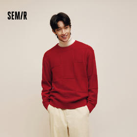 森柔|森马张仁华非遗联名毛衫男春棋盘格纹针织衫小宽松圆领毛衣