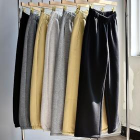 丁摩 【棉运动卫裤】女冬新款休闲直筒束脚阔腿白灰运动卫裤子5ZF-C338