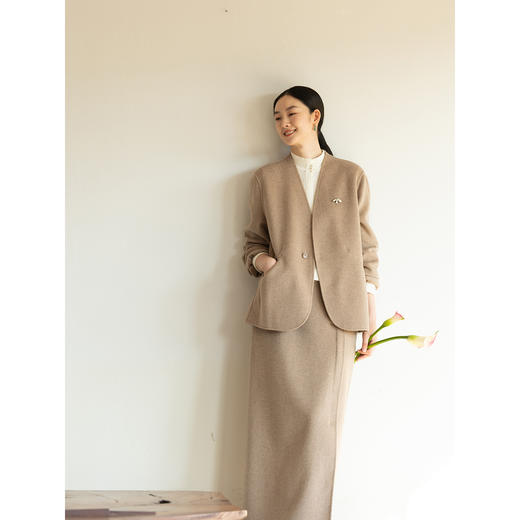 牧衣游原创 双面呢毛呢外套新款极简时尚松弛感文艺开衫 梦璃纱 商品图3