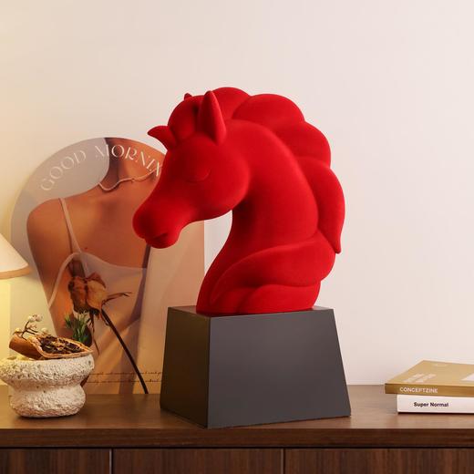 贝汉美创意植绒红色马头摆件办公室桌面装饰品小众艺术马年吉祥物 商品图3