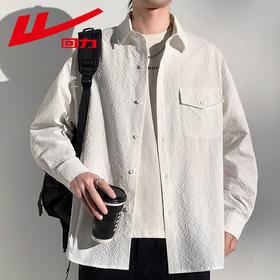 回力衬衫男士2025春秋薄款日系格纹长袖衬衣宽松潮流上衣翻领外套