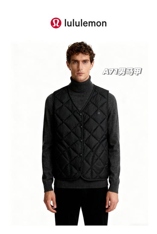 一包2件装，男款绵羊毛保暖马甲，lulu男士经典款绵羊毛纽扣马甲外套！ 商品图0