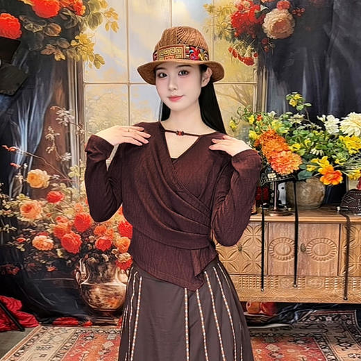 紫汀褶韵民族风修身上衣 | 现货加急发 商品图1