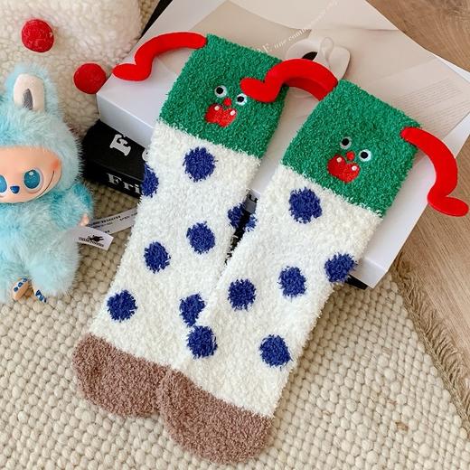 买手优选搞怪小丑珊瑚绒保暖中筒地板睡眠袜刺绣袜子168294575 商品图2