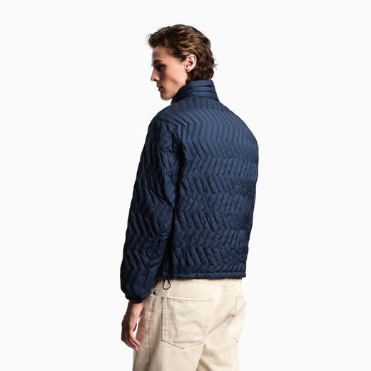 EMPORIO ARMANI 阿玛尼 男士徽标贴片人字形绗缝防撕裂尼龙全拉链羽绒服 深蓝色 EM003415 AF18231 UB118 商品图2