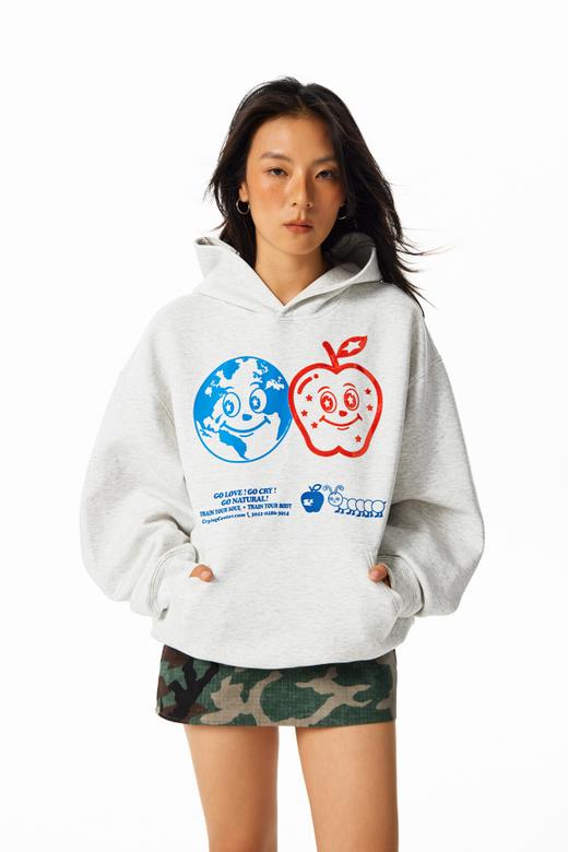 CryingCenter地球派对花灰色空气棉连帽卫衣男女款哭喊中心 商品图2