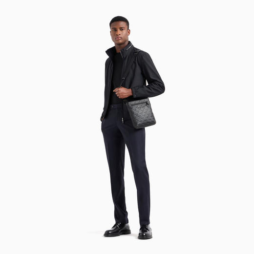 EMPORIO ARMANI 阿玛尼 男士 ASV 莱赛尔混纺针织圆领短袖T恤 黑色 8N1TE9 1JUVZ U999 商品图4