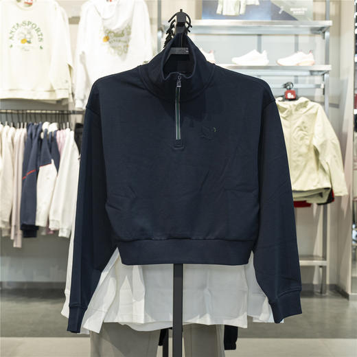 安踏卫衣女子2025秋季新款半拉链套头针织短款运动上衣162538711 商品图4