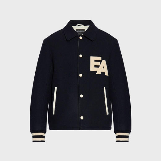 EMPORIO ARMANI 阿玛尼 男士字母徽标贴片羊毛面料短款外 深蓝色 EM003125 AF17330 UB118 商品图0