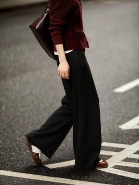 【超模君严选 秋冬新款 下单即赠质感皮带】卷卷紫休闲阔腿细条纹西装裤 高腰阔腿修饰各种腿型显瘦显高 触感顺滑舒适 竖条纹质感面料高级时髦 百搭利器一裤多穿