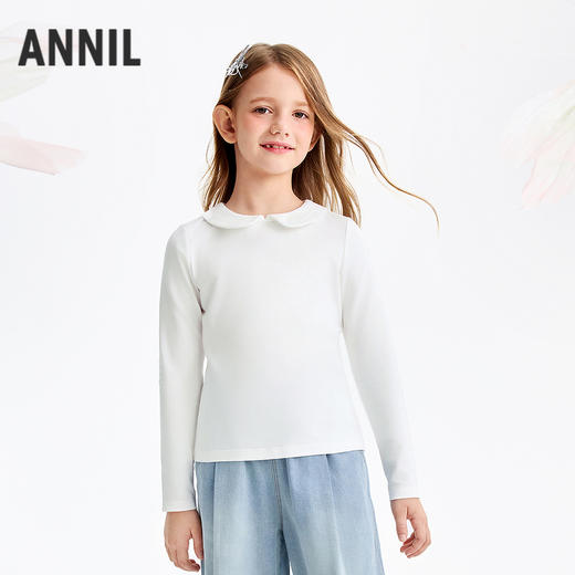 女童翻领长袖针织衫春季新款安奈儿童装EG611575 商品图1