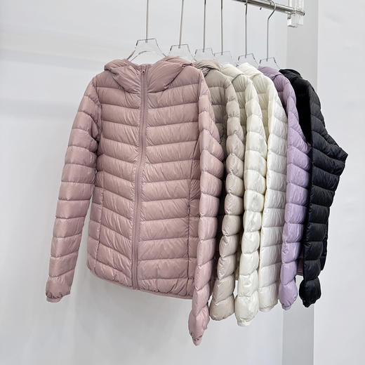 丁摩 排骨轻薄羽绒服女秋冬新款短款连帽时尚外套90白鸭绒5ZF-5018 商品图2