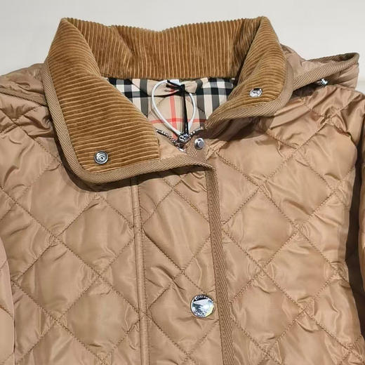 BURBERRY 巴宝莉 女士菱形绗缝尼龙短款外套棉服 驼色 8084151 A7026 商品图1