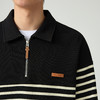 墨麦客撞色条纹拼接卫衣男秋季款时尚拉链翻领男士卫衣55451 商品缩略图2