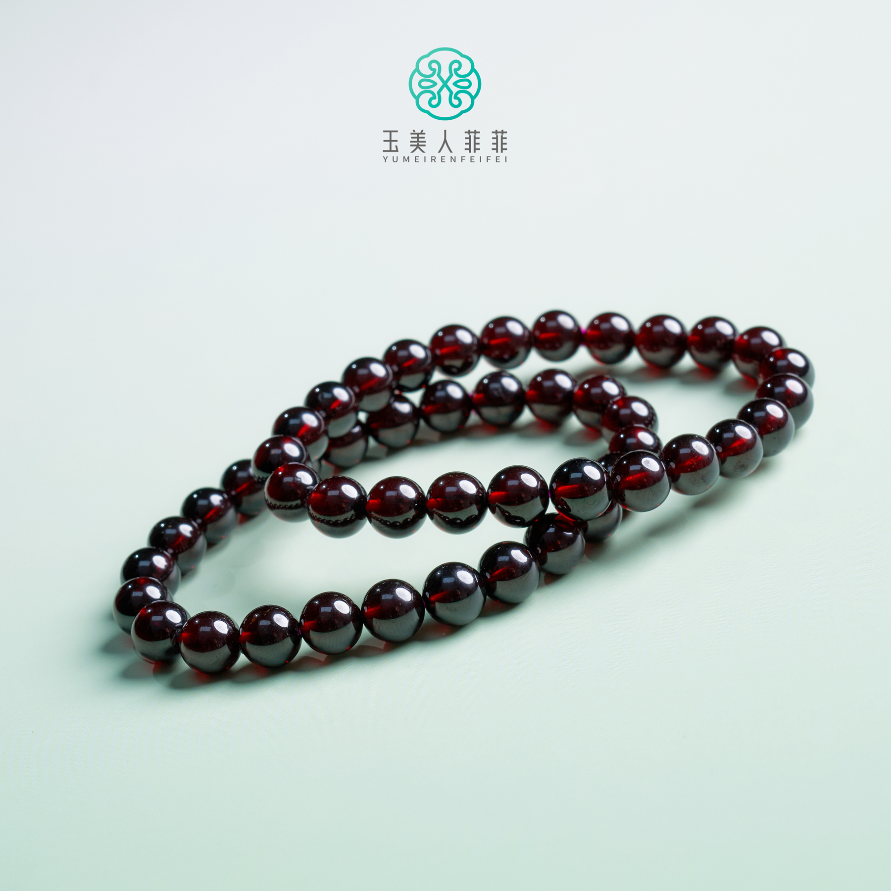 石榴石单圈圆珠手串约7.8-8.5mm