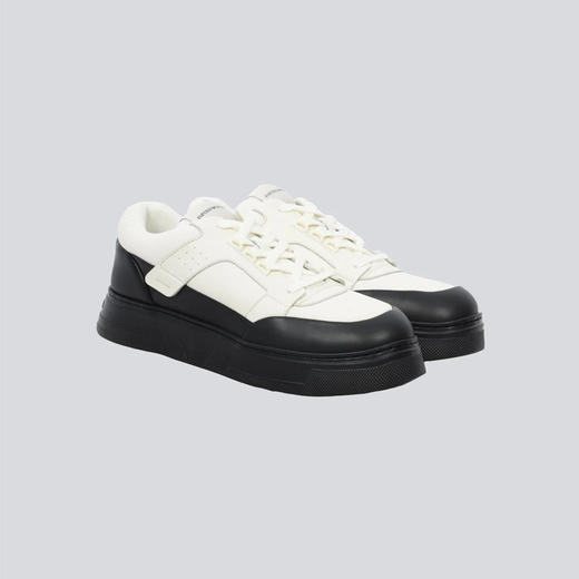 EMPORIO ARMANI 阿玛尼 男士网眼皮革运动鞋 白色+黑色 EM002855 AF18018 MC024 商品图2