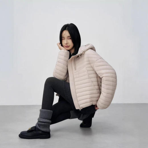 2025秋冬排骨风新款休闲时尚连帽蓬松保暖抽绳白鸭绒羽绒服外套女 商品图3