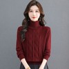 U7792-158高领麻花编织打底衫加厚针织衫女士冬季保暖宽松显瘦百搭毛衣上衣 商品缩略图3