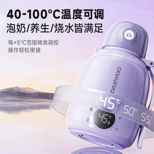 【4min即热烧水】大宇恒温烧水杯DY-TN27S 即热烧水 一机相当于烧水壶/保温壶/调奶器/旅行壶  316L母婴用内胆 13段温度可调 7层真空锁温层 1.5m调节背带 容量600ml 商品图3