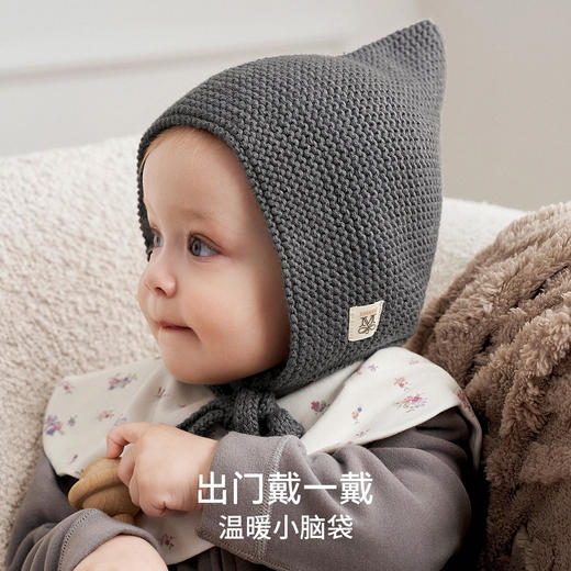 【婴童服配】嫚熙婴儿针织帽宝宝胎帽新生儿防风保暖春秋帽子囟门帽 商品图4