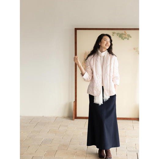 牧衣游原创 机绣丝棉棉衣新款素雅粉色宽松百搭文艺棉服 烟霞渺 商品图2