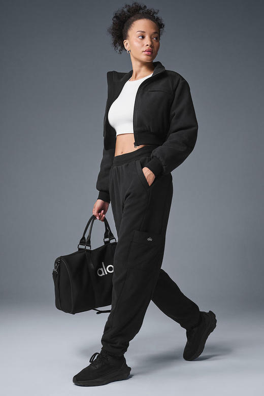 降落伞工装裤，瑜伽训练长裤。侧边小标松紧腰加绒卫裤C112458 商品图6