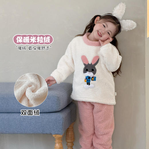 暖绒绒~儿童珊瑚绒家居服2025秋冬男童女童加厚保暖米粒绒睡衣套装 商品图0