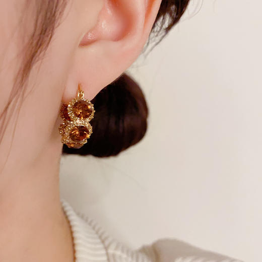 丁摩 法式复古港风精致锆石圆圈耳扣高级感时尚耳环女5ZF-214 商品图2