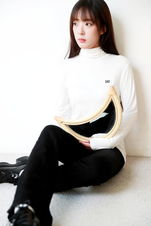 摩登肌理打底衫，胸口小标刺绣。高领设计法式名媛长袖衫C112460 商品图9