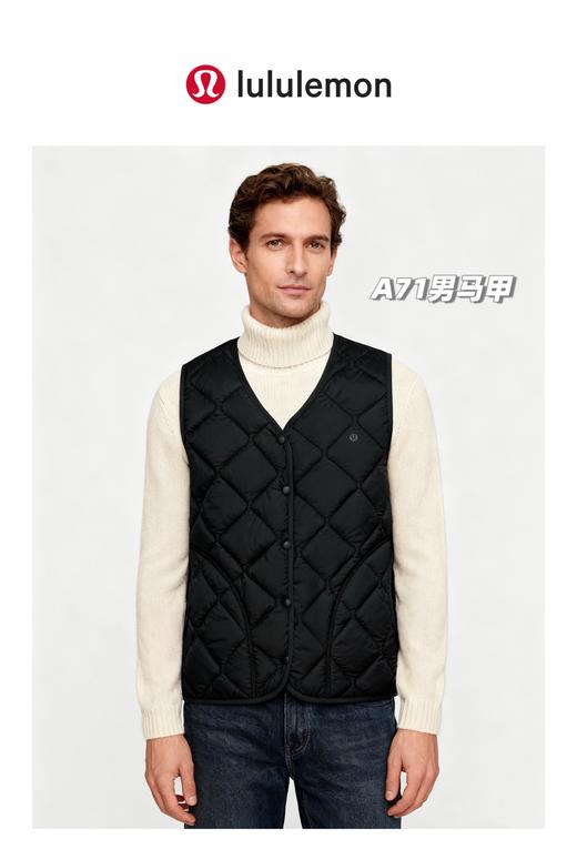 一包2件装，男款绵羊毛保暖马甲，lulu男士经典款绵羊毛纽扣马甲外套！ 商品图2