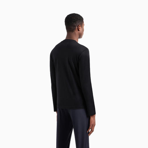 EMPORIO ARMANI 阿玛尼 男士 ASV 莱赛尔混纺针织圆领短袖T恤 黑色 8N1TE9 1JUVZ U999 商品图2