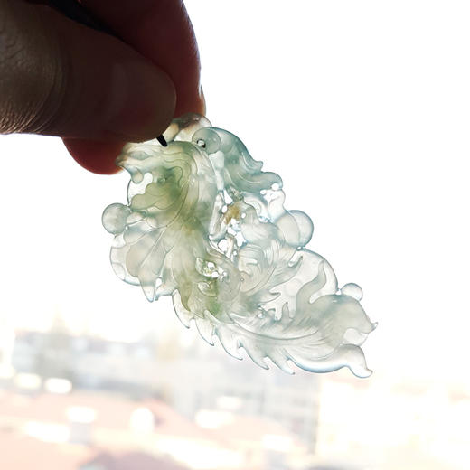 【天然正品】A货翡翠天然无杂裂冰种凤凰造型翡翠（幸福、尊贵）吊坠项链61.8*33.6*6..3MM（皆取最大值）女士131125NJM37 商品图3