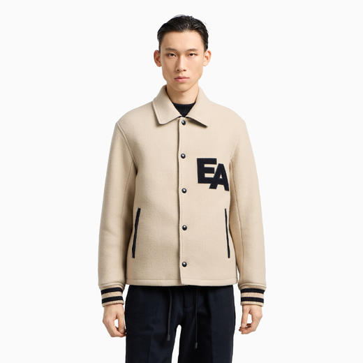 EMPORIO ARMANI 阿玛尼 男士字母徽标贴片羊毛面料短款外套 米色 EM003125 AF17330 U1156 商品图1