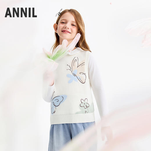 女童针织背心春季新款安奈儿童装EG612574 商品图1