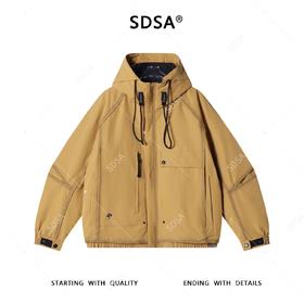 253223SDSA男士秋冬新款痞帅男装潮牌工装拉链立领连帽羽绒服外套百搭