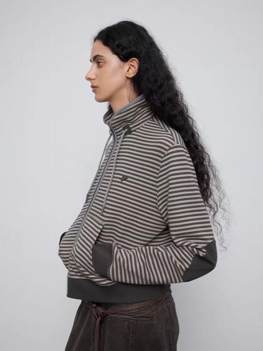 半圆/Q5151824/加绒加厚条纹长袖卫衣外套 商品图1