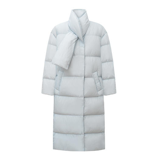 SELFWHO90白鸭绒经典围巾领长款羽绒服女2025冬新款防风保暖外套 商品图4