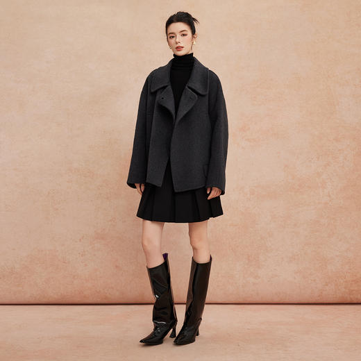 QH958斯尔丽25新款廓形显瘦设计韩版小个子时尚减龄手工双面短大衣 商品图3