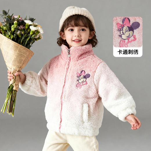 迪士尼公主女童羊羔绒冬季加绒夹棉外套XD4DS044 商品图2