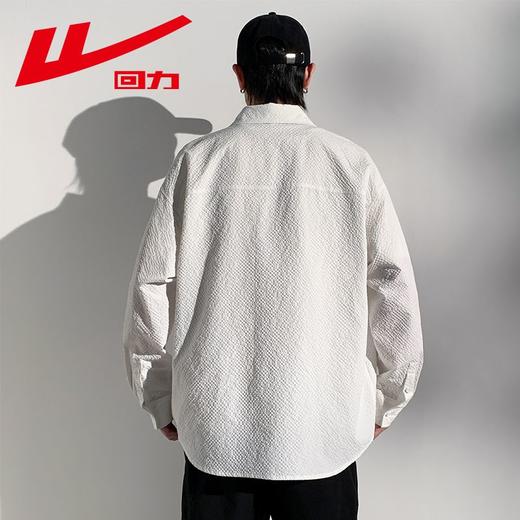 回力衬衫男士2025春秋薄款日系格纹长袖衬衣宽松潮流上衣翻领外套 商品图3
