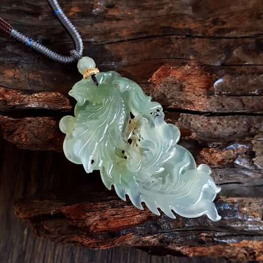 【天然正品】A货翡翠天然无杂裂冰种凤凰造型翡翠（幸福、尊贵）吊坠项链61.8*33.6*6..3MM（皆取最大值）女士131125NJM37 商品图5