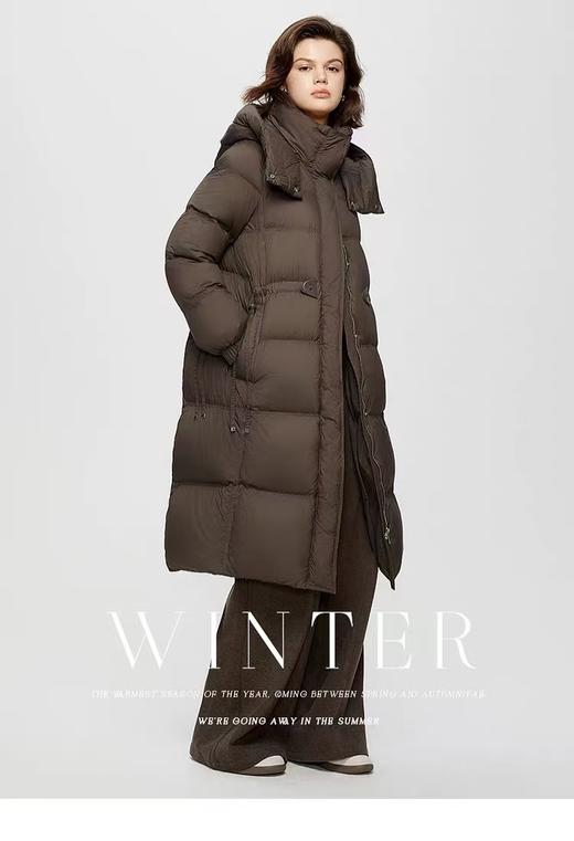 官网在售1203元【她图品牌】剪标-绒子含量90%高级感连帽收腰保暖白鸭绒羽绒服-喜出 商品图2