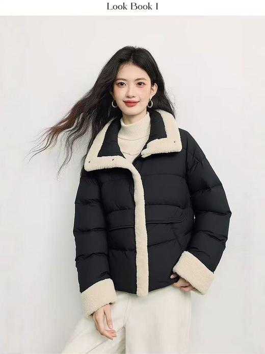 肌理感【羽绒服】绒子含量90% 韩系拼接皮毛短款蓬松保暖羽绒服-喜出 商品图2