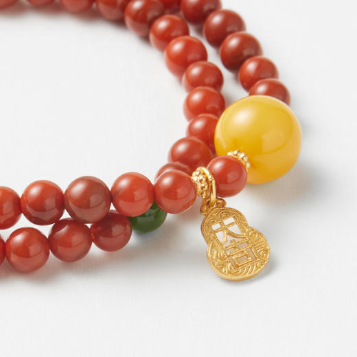 南红蜜蜡双圈手串 商品图3