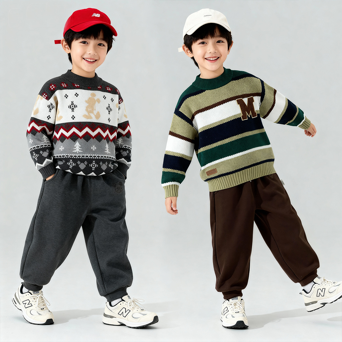 迪士尼冬季男童针织长裤加绒长裤XD4DK039