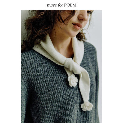 moreforPOEM 25/FW立体花朵三角巾围巾纯羊毛 商品图2