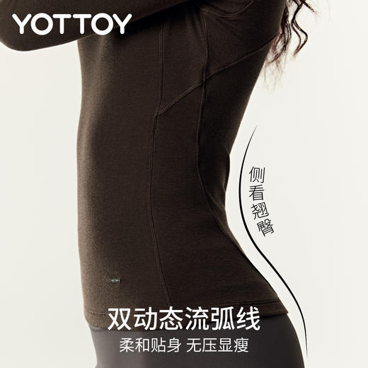 YOTTOY美利奴羊毛速干衣运动长袖女训练服网球服跑步上衣修身t恤 商品图2