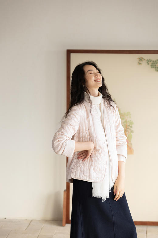 牧衣游原创 机绣丝棉棉衣新款素雅粉色宽松百搭文艺棉服 烟霞渺 商品图5